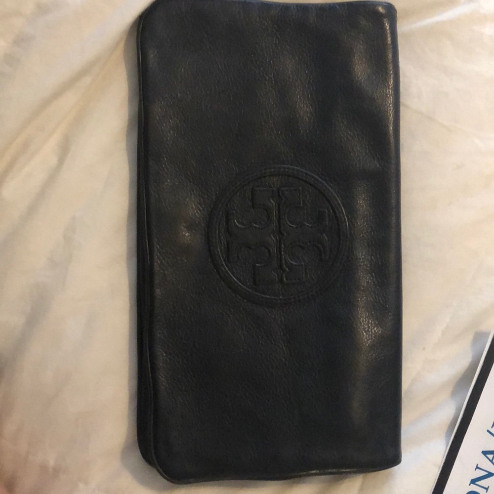 Tory Burch black clutch with chain gold